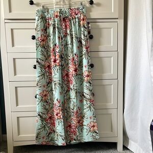 NWT Bebop Women’s Boho Mint Tropical Wide Leg Relaxed Fit Pants - Size Med